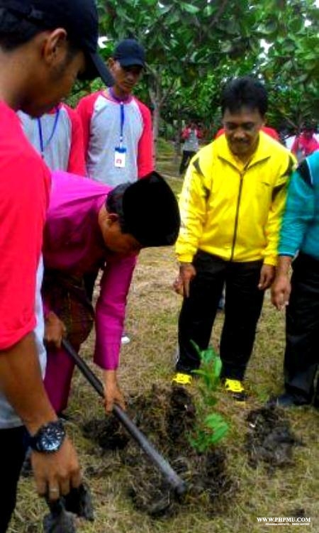 Camat Bantan melakukan penanaman pohon